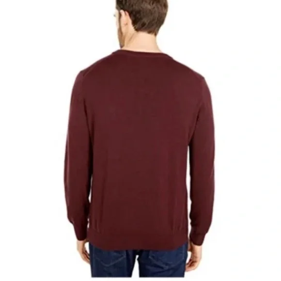 Lacoste Men's Burgundy V-Neck Sweater - Picture 2 of 5